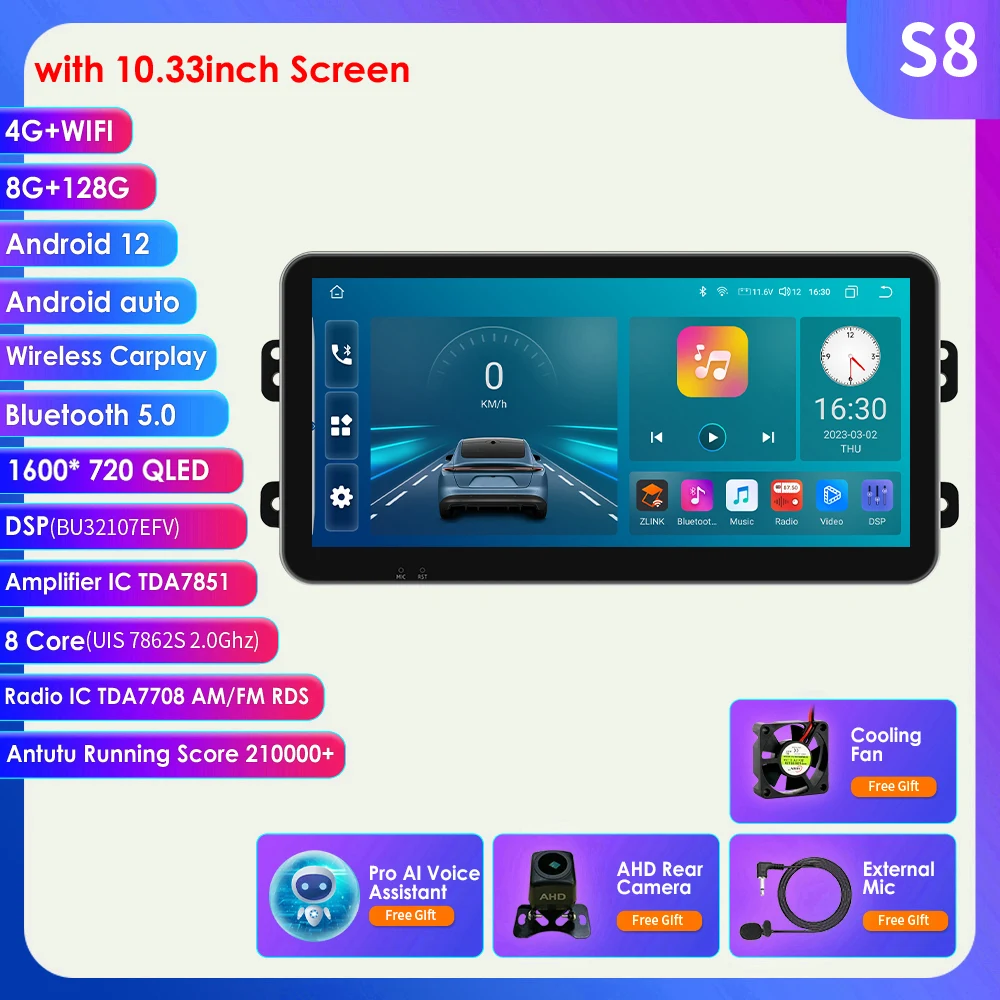 Android Avto radio 4G dsp Carplay Za Suzuki SX4 2006-2013 Fiat Sedici 2005-2014 2din Multimedijski Predvajalnik Videa, GPS Stereo RDS WIFI Slike 0