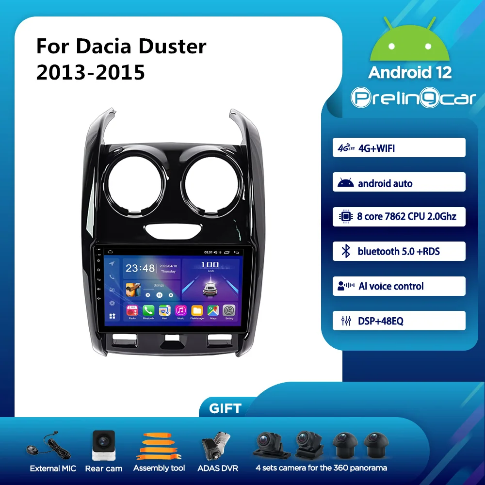 Prelingcar Android 12 avtoradia Za Dacia delovna halja 2013-2015 Let 9-palčni NE Večpredstavnostna DVD Video Predvajalnik Navigacija GPS Okta-Core Slike 0