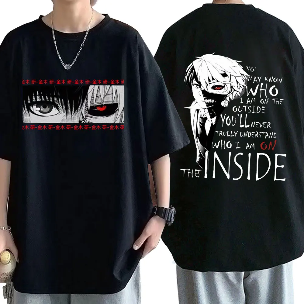 Japonski anime Tokyo Ghoul vzorec T-shirt Moški T-shirt Bombaža T-shirt za Moške in Ženske, Modni Kratek Rokav Y2K Slog T-shirt Slike 1
