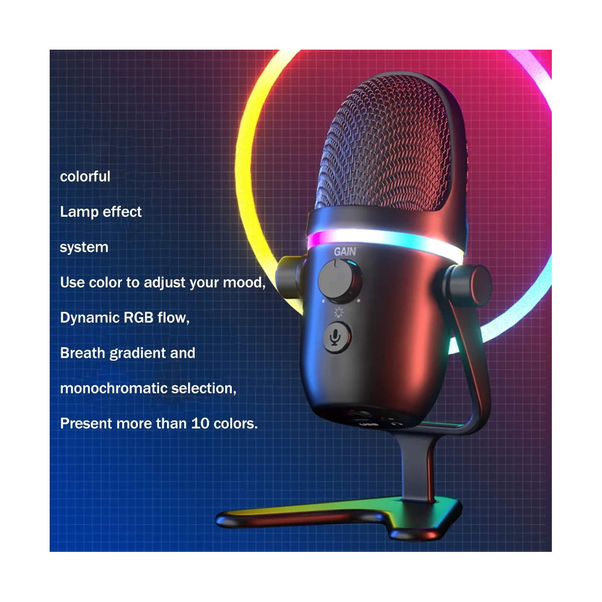 USB Kondenzatorskega Mikrofona, RGB Esports Iger Mikrofon Namizni Mikrofon, Računalnik, Mikrofon za Snemanje Slike 1