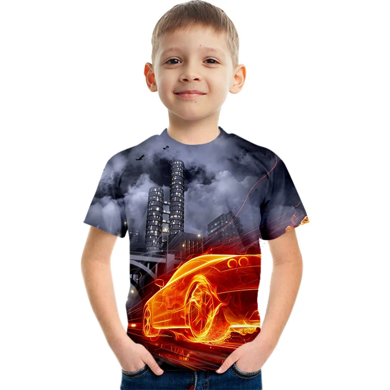 2023 Poletje za Otroke in Dečke Kratek Rokav T-shirt Oblačila 3D Malo Mačka T-shirt Tiskanje otroška Oblačila Slike 2