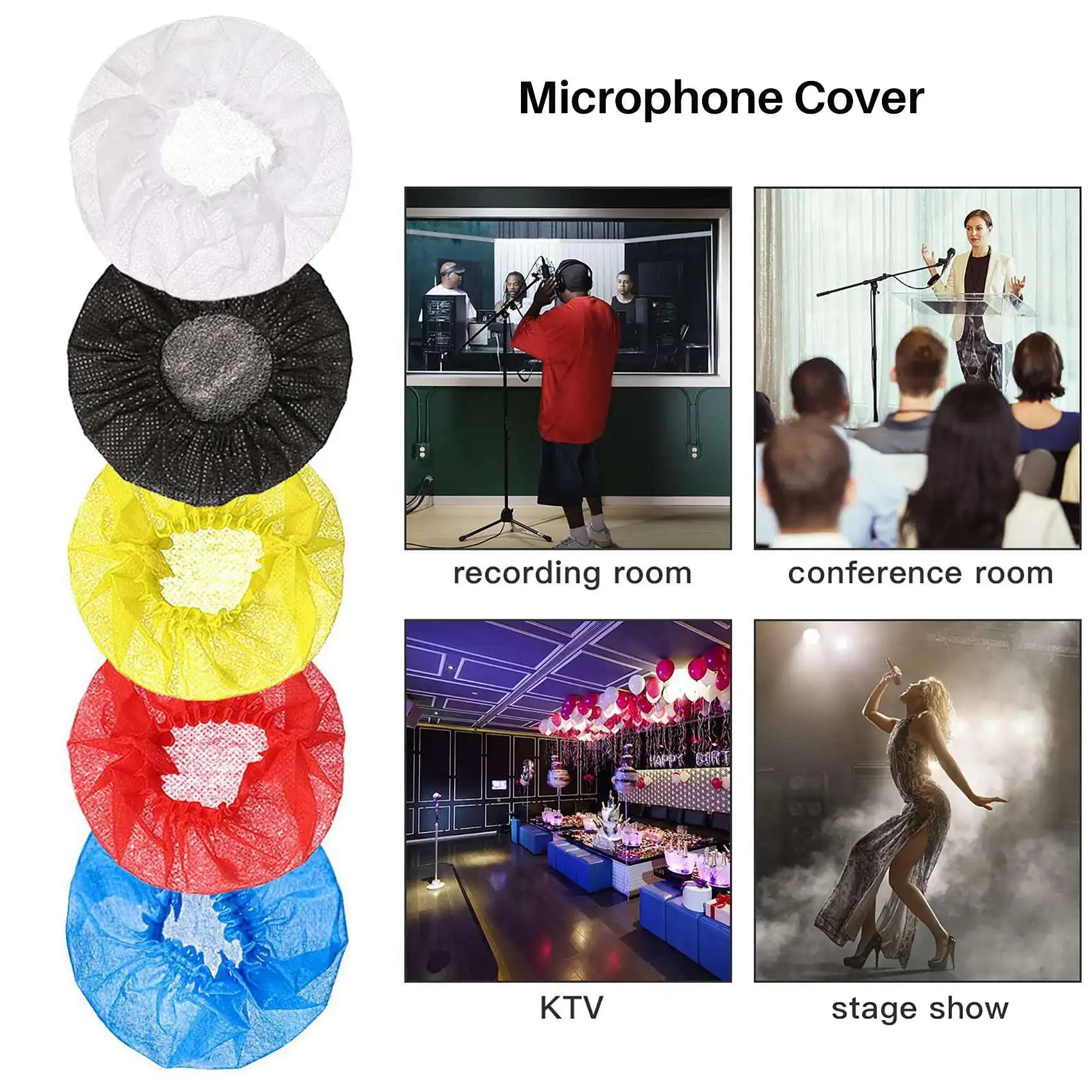 500Pcs za Enkratno uporabo Mikrofona Mikrofon Pokriva Zaščitni Pokrov, Mic vetrobranskega stekla za Najbolj Ravna Mikrofon(Mešanih Barv) Slike 2
