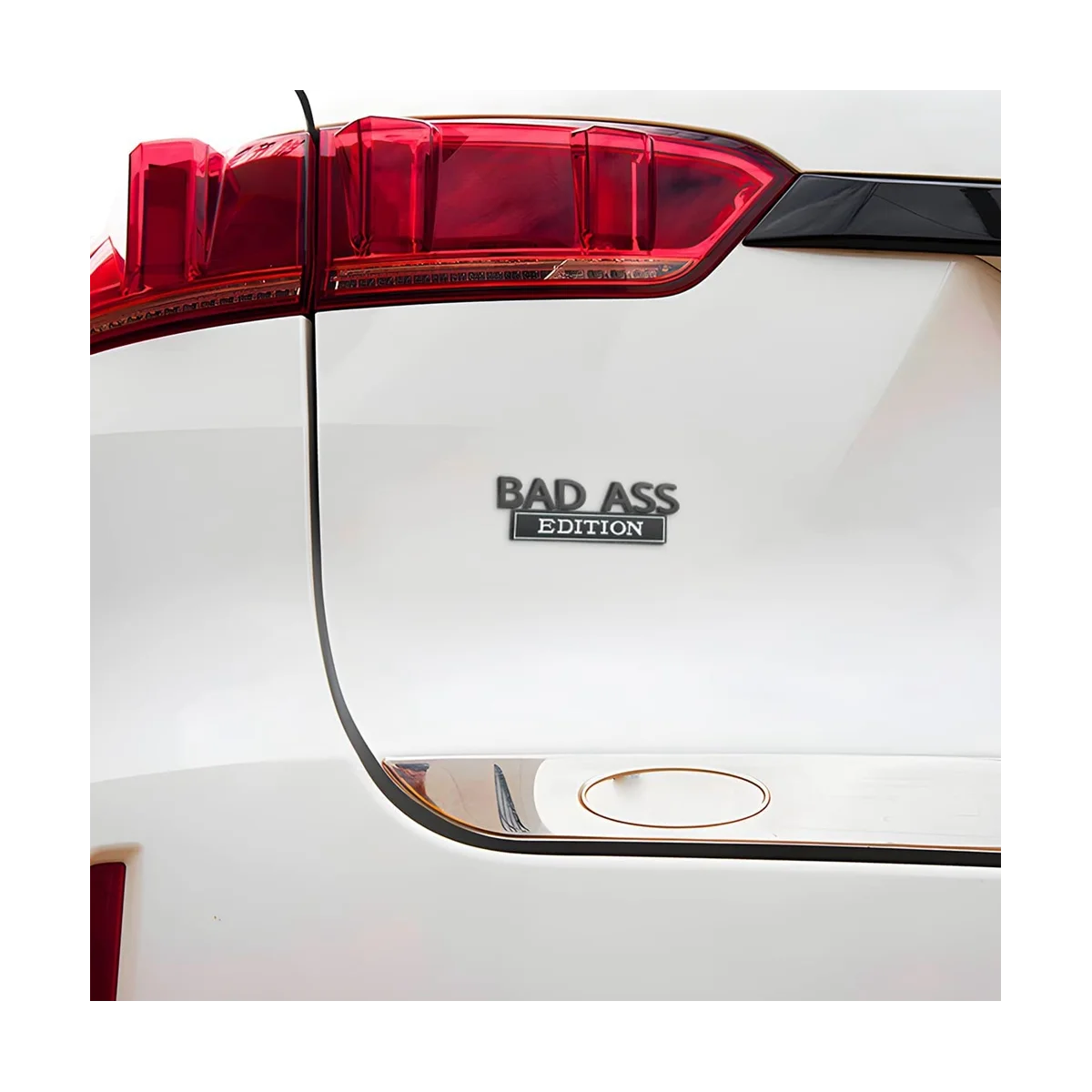 Avto Bad Ass Edition Emblem, 3D Fender Značko Avto Nalepke Nalepke, Dodatki za vrata prtljažnika Spredaj Kapuco Prtljažnik ,Črna+Bela Slike 2