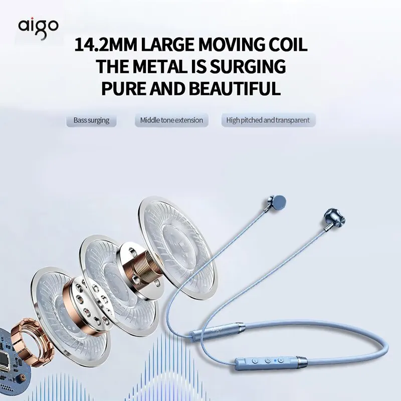 Original Aigo W01 TWS Brezžične Slušalke Bluetooth 5.2 Šport Hrupa Preklic Neckband Vodotesne Slušalke Mikrofon Slike 2