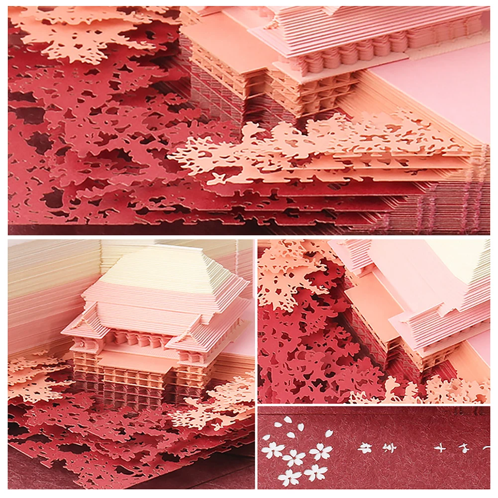 Osebno Japonski Tempelj 3D Beležnica Eleganten Papir Carving Umetnosti Dekor Za Prostor Urad za Dekoracijo Slike 3