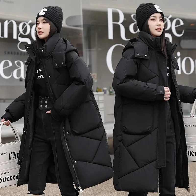 srednja dolžina navzdol oblačila bombaž ženske zimske obrabe z velikimi žepi Novo Leto svoboden zgosti korejska različica bombaž jakna Slike 3