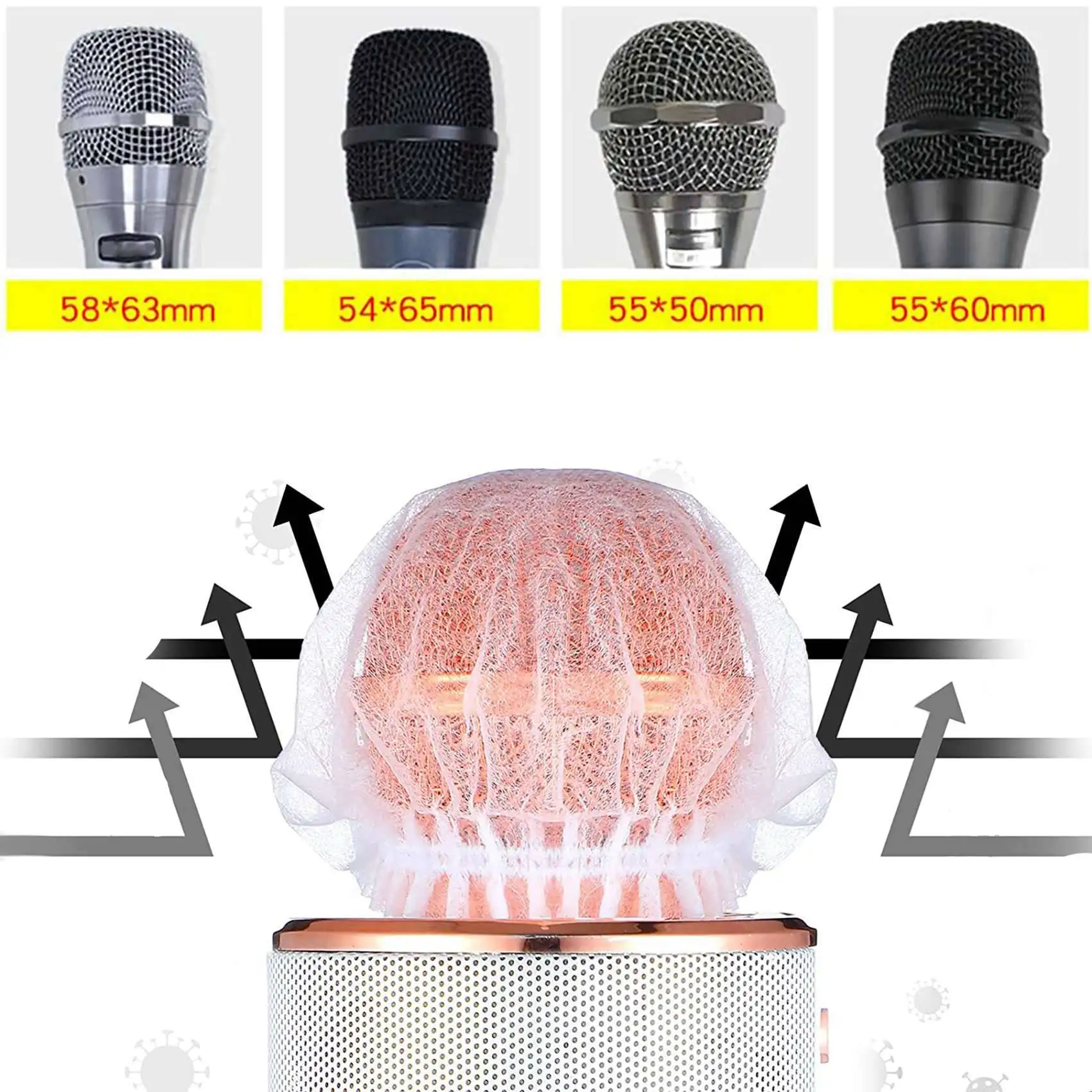 500Pcs za Enkratno uporabo Mikrofona Mikrofon Pokriva Zaščitni Pokrov, Mic vetrobranskega stekla za Najbolj Ravna Mikrofon(Mešanih Barv) Slike 4