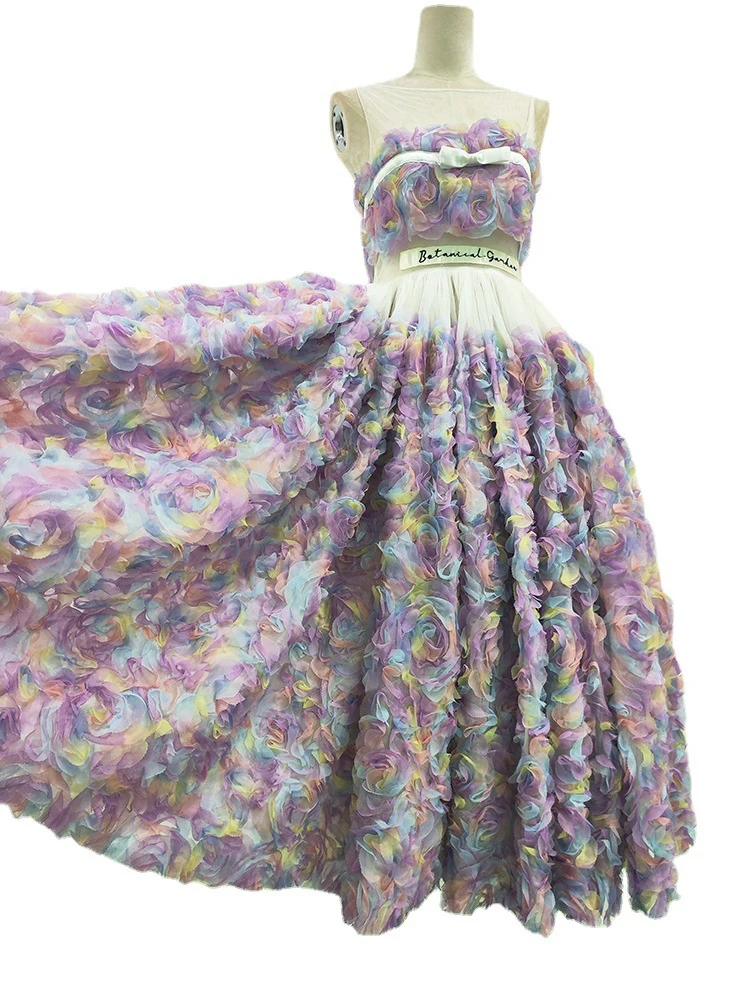 [YA Studio] Težka Pisane 3D Flower Fairy Oblikovalec Predstavlja Eleganten Stranka Obleko Obleke Za Ženske 2023 Poletje Moda Slike 4