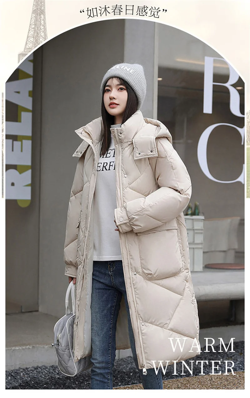 srednja dolžina navzdol oblačila bombaž ženske zimske obrabe z velikimi žepi Novo Leto svoboden zgosti korejska različica bombaž jakna Slike 5