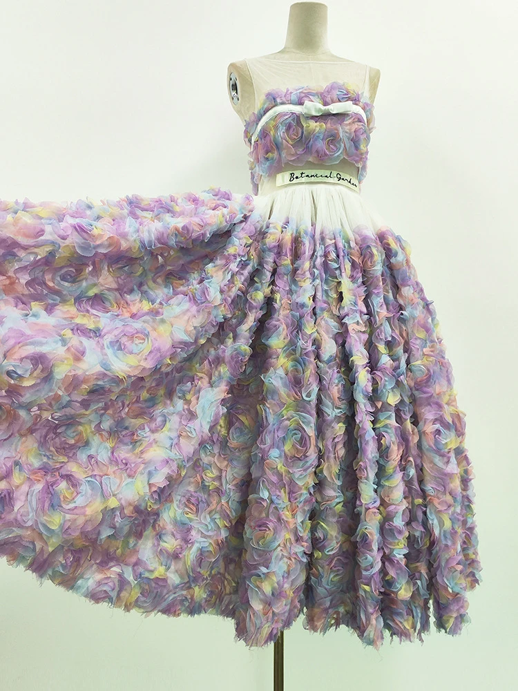 [YA Studio] Težka Pisane 3D Flower Fairy Oblikovalec Predstavlja Eleganten Stranka Obleko Obleke Za Ženske 2023 Poletje Moda Slike 5